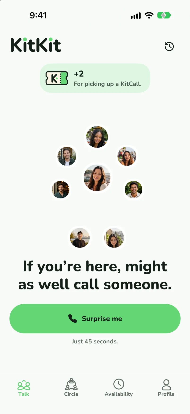 KitTickets earned by picking up a KitCall, above the Surprise me button.